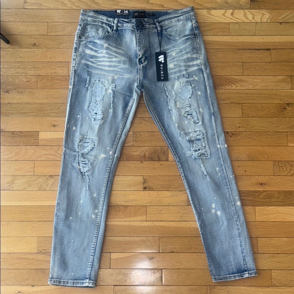 Aime Leon Dore Skinny Jeans - Distressed Light Blue